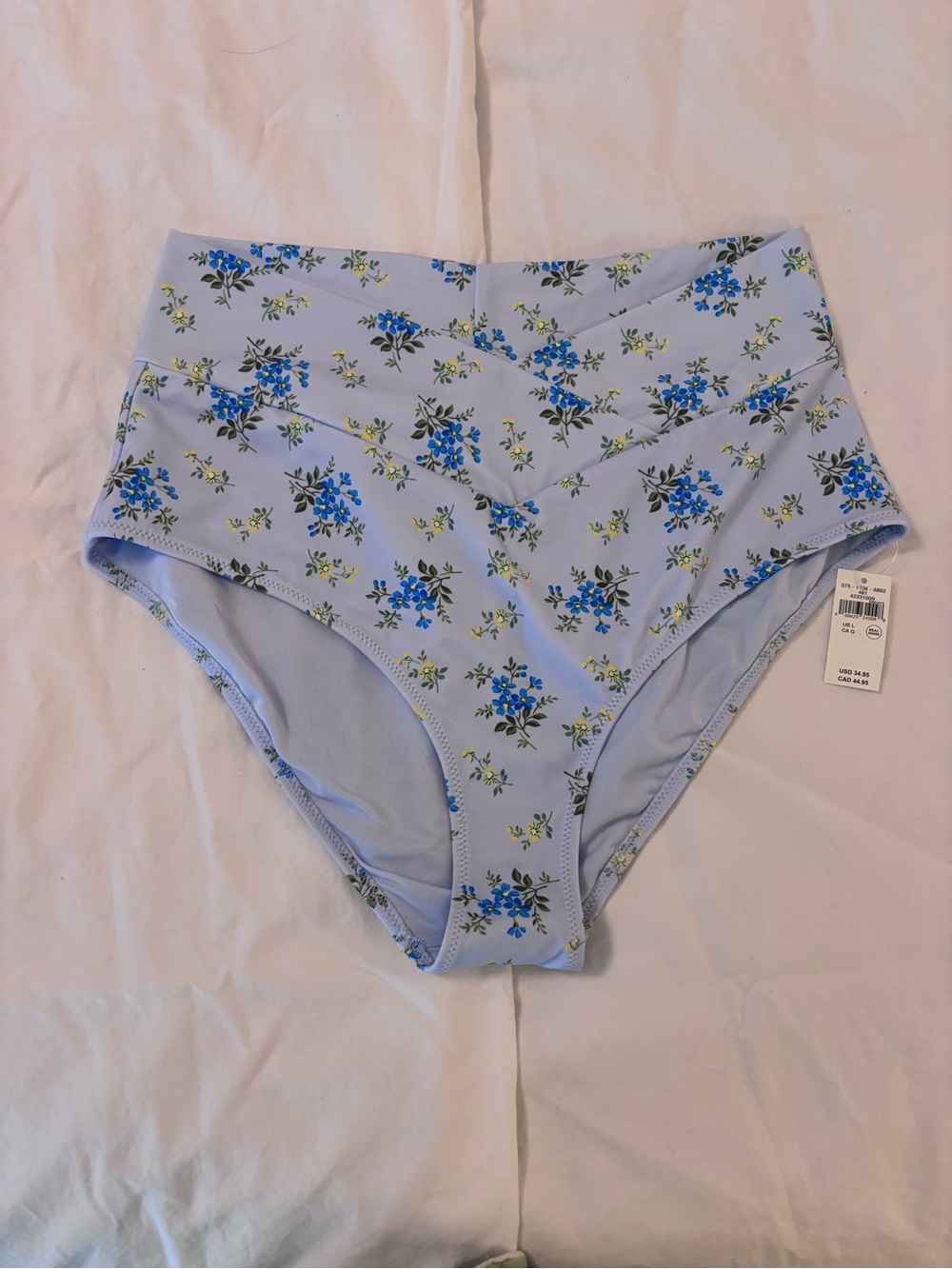 aerie Light Blue Floral High-Waist Bikini Bottoms